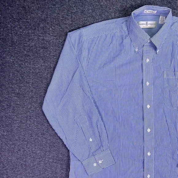 VTG Fairway & Greene Shirt Men L Blue Stripe Club Long Sleeve Preppy Golf Button - Picture 10 of 16